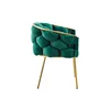Set 4 Scaune living tapițat COZY, catifea verde picioare metalice aurii picture - 4