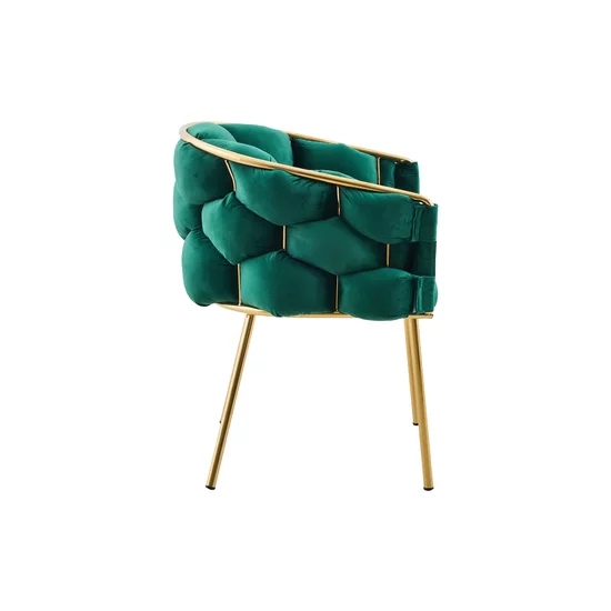 Set 4 Scaune living tapițat COZY, catifea verde picioare metalice aurii picture - 4