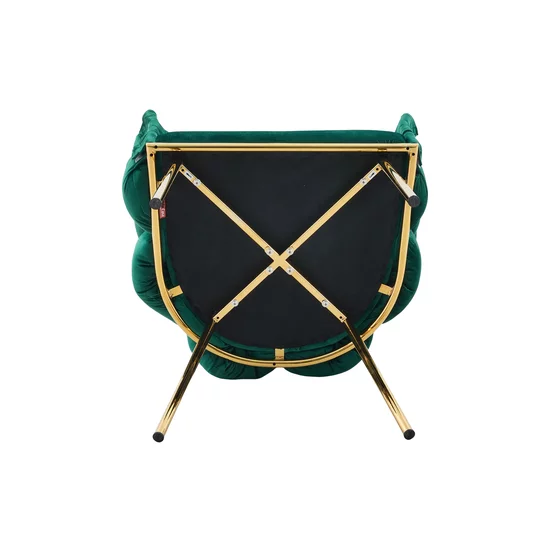 Set 4 Scaune living tapițat COZY, catifea verde picioare metalice aurii picture - 7
