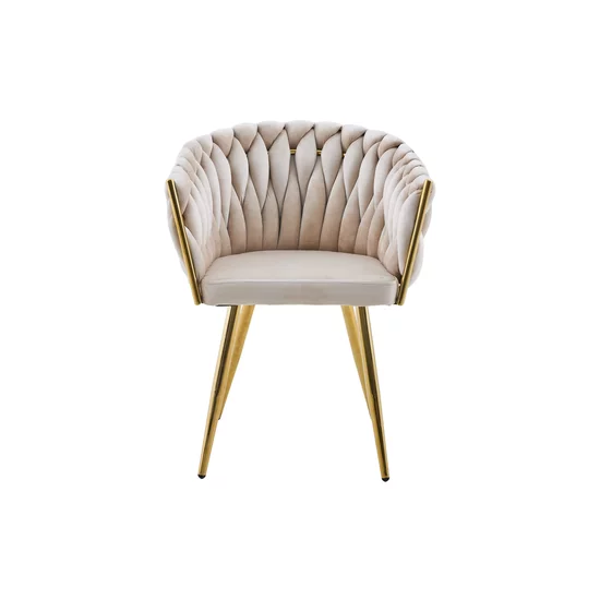Set 4 Scaune tapitate Chic, culoare Bej cu picioare aurii picture - 2