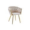 Set 4 Scaune tapitate Chic, culoare Bej cu picioare aurii picture - 3