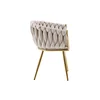 Set 4 Scaune tapitate Chic, culoare Bej cu picioare aurii picture - 4