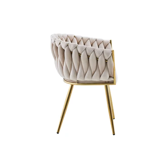 Set 4 Scaune tapitate Chic, culoare Bej cu picioare aurii picture - 4