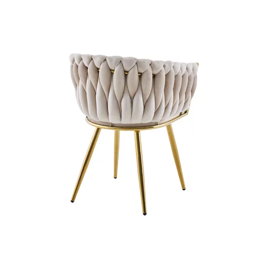 Set 4 Scaune tapitate Chic, culoare Bej cu picioare aurii picture - 5