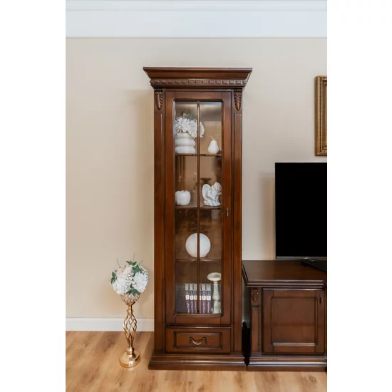 Set comodă + 2 vitrine Plasma Diana, ansamblu living, masiv fag + panel + MDF furniruit nuc, 314x201 h cm, finisaj la alegere picture - 5