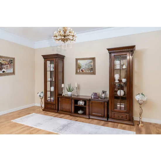 Set comodă + 2 vitrine Plasma Diana, ansamblu living, masiv fag + panel + MDF furniruit nuc, 314x201 h cm, finisaj la alegere picture - 3