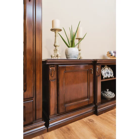 Set comodă + 2 vitrine Plasma Diana, ansamblu living, masiv fag + panel + MDF furniruit nuc, 314x201 h cm, finisaj la alegere picture - 7