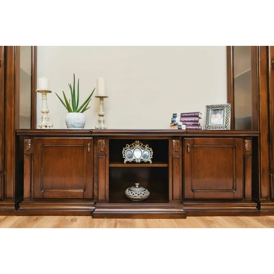 Set comodă + 2 vitrine Plasma Diana, ansamblu living, masiv fag + panel + MDF furniruit nuc, 314x201 h cm, finisaj la alegere picture - 4