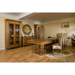 Set comodă + 2 vitrine Plasma Vicky, lemn masiv, finisaj premium, spațiu depozitare generos, comoda 180x49x65 cm + vitrine 80x46x218 cm, personalizabil