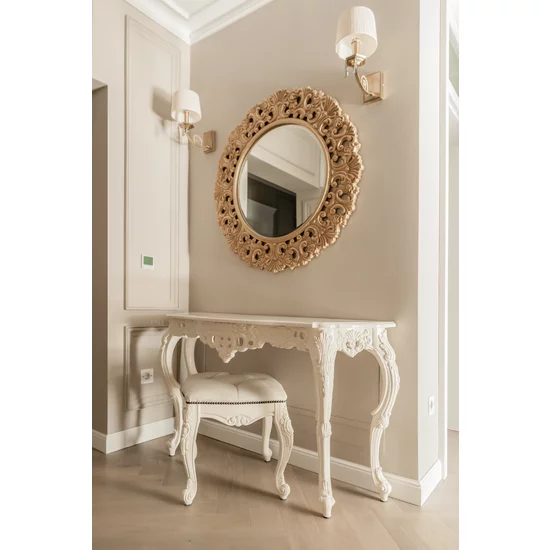 Set de toaletă Vicky, design elegant cu oglindă și sertare, lemn masiv și MDF, 130x42x79 cm, culoare personalizabilă picture - 8