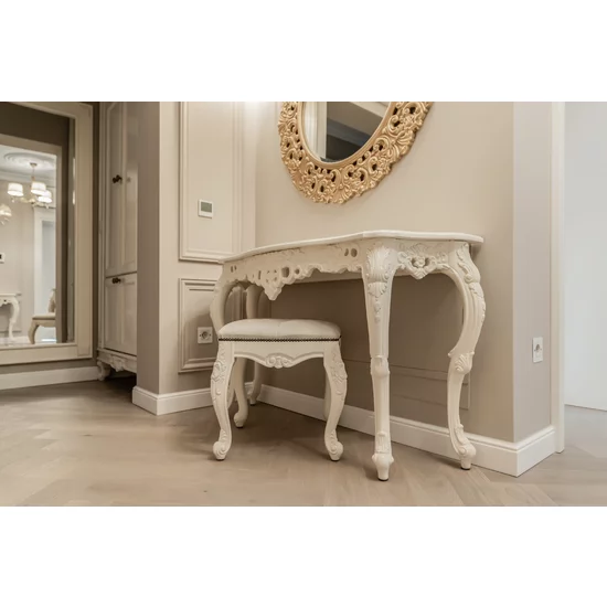 Set de toaletă Vicky, design elegant cu oglindă și sertare, lemn masiv și MDF, 130x42x79 cm, culoare personalizabilă picture - 9