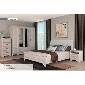 Set dormitor Boston, pat 160x200, dulap 4 uși și 2 noptiere, MDF frezat și PAL melaminat, casmir