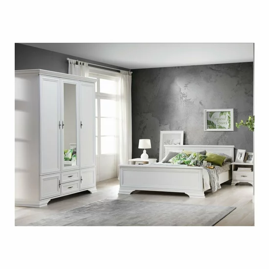 Set dormitor Idento 2 alb alpin, pat 160x200 cm, dulap 3 uși, 2 noptiere, PAL melaminat și MDF, stil clasic picture - 2