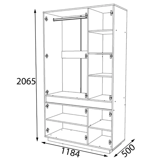 Set Dormitor Geneva, Cu Pat 160x200, Dulap 3 Uși, Comodă Și Noptiere, PAL Laminat, Sonoma Trufă/Wenge Magia picture - 7