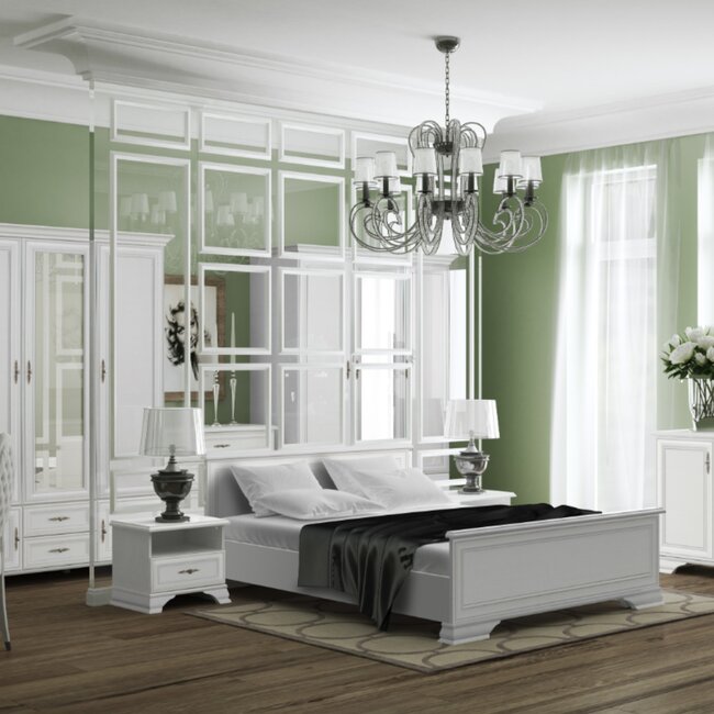 Dormitor Idento, Set Mobilier Clasic, PAL și MDF, 160x200 cm, Alb Alpin