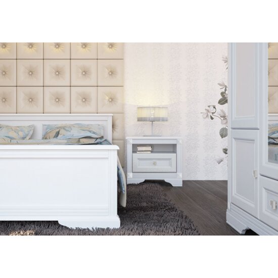 Set dormitor Kleo, design clasic, MDF și PAL melaminat, pat 160x200 cm, alb picture - 2