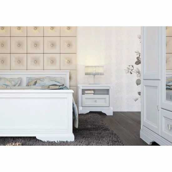 Set dormitor Kleo, design clasic, MDF și PAL melaminat, pat 160x200 cm, alb picture - 2