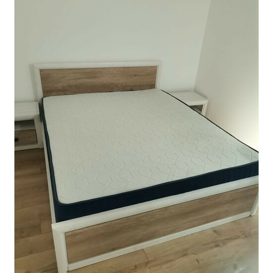 Set Dormitor Koen II, mobilier modular complet, pat 160x200 cm, dulap 4 uși, comodă și noptiere, MDF + PAL, Pin Arizona/Stejar Nava picture - 12