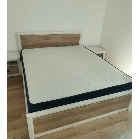 Set Dormitor Koen II, mobilier modular complet, pat 160x200 cm, dulap 4 uși, comodă și noptiere, MDF + PAL, Pin Arizona/Stejar Nava picture - 12