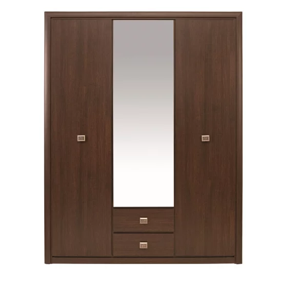 Set Dormitor Koen, Modular Cu Pat 160x200, Dulap 3 Uși, Comodă Și Noptiere, MDF/PAL, Wenge picture - 3