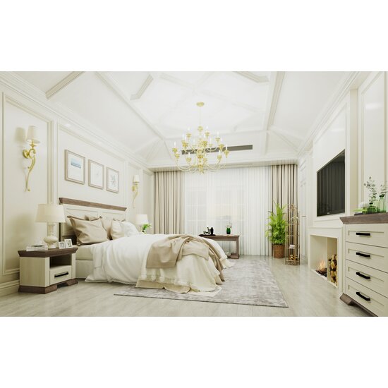 Dormitor Marsel, Set Mobilier Minimalist, MDF și Plăci Fibrolemnoase, 160x200 cm, Alb Frasin și Stejar Sonoma picture - 4