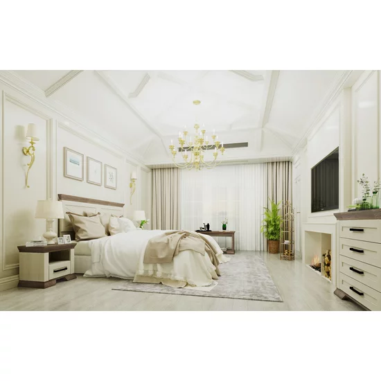 Dormitor Marsel, Set Mobilier Minimalist, MDF și Plăci Fibrolemnoase, 160x200 cm, Alb Frasin și Stejar Sonoma picture - 4