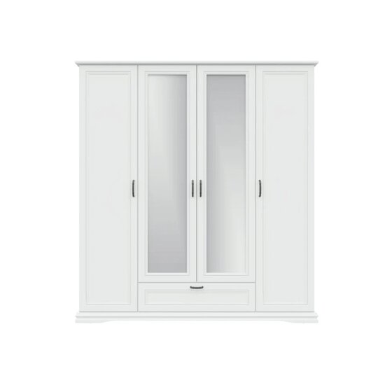 Set dormitor Sardinia, pat 160x200 cm și dulap 4 uși, MDF vopsit, dimensiuni variate, Alb picture - 7