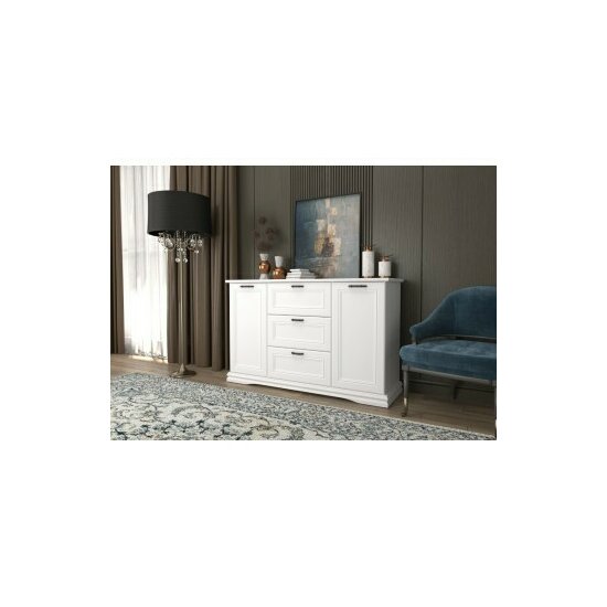 Set dormitor Sardinia, pat 160x200 cm și dulap 4 uși, MDF vopsit, dimensiuni variate, Alb picture - 9