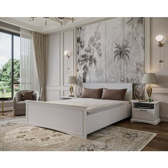 Set dormitor Sardinia, pat 160x200 cm și dulap 4 uși, MDF vopsit, dimensiuni variate, Alb picture - 14