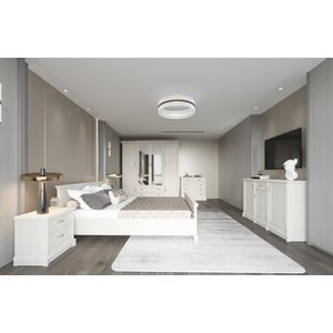 Set Dormitor Sonata, Stil Clasic Cu Pat 160x200, Dulap 4 Uși, Noptiere  MDF/PAL