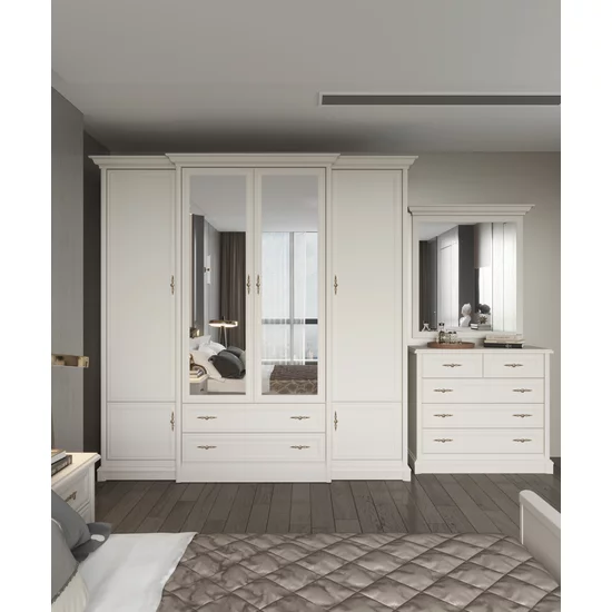 Set Dormitor Sonata, Stil Clasic Cu Pat 160x200, Dulap 4 Uși, Noptiere  MDF/PAL picture - 3