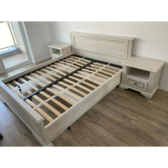 Dormitor White, Set Mobilier Complet, PAL și MDF, 160x200 cm, Frasin Alb și Pin Argintiu picture - 4