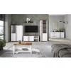Set living Helix 1, vitrină, comodă TV și spații depozitare multiple, PAL melaminat de calitate, alb/stejar, design modern picture - 1
