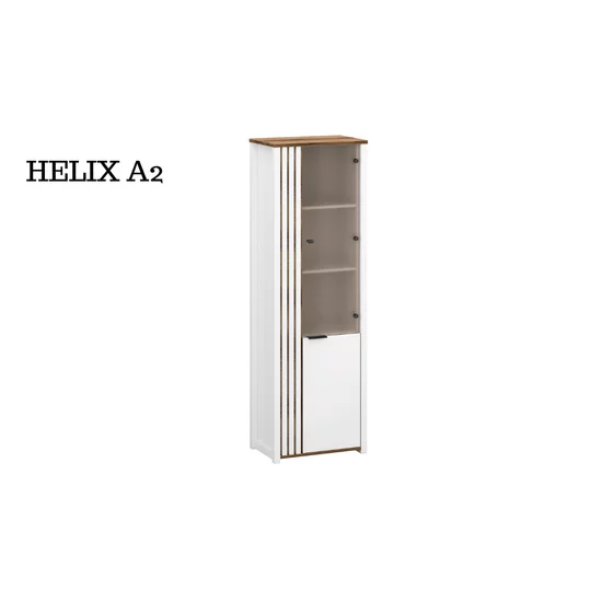 Set living Helix 1, vitrină, comodă TV și spații depozitare multiple, PAL melaminat de calitate, alb/stejar, design modern picture - 2