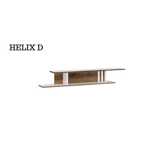 Set living Helix 1, vitrină, comodă TV și spații depozitare multiple, PAL melaminat de calitate, alb/stejar, design modern picture - 5