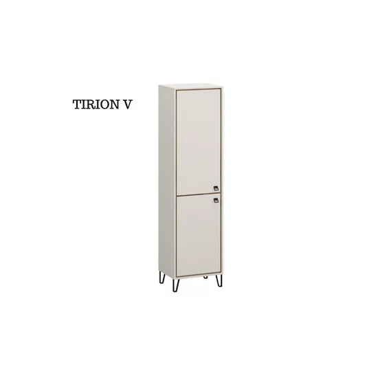 Set living Tirion, vitrine, comode și rafturi suspendate, PAL melaminat rezistent, design contemporan, 320x40x192 cm, finisaj stejar/gri picture - 7