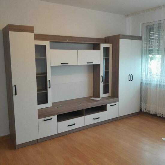 Set living Veronica 302,5x50,5x195 cm, stejar Sonoma cu bej, dulap, secțiune TV 120x77,5 cm, rafturi multiple picture - 4