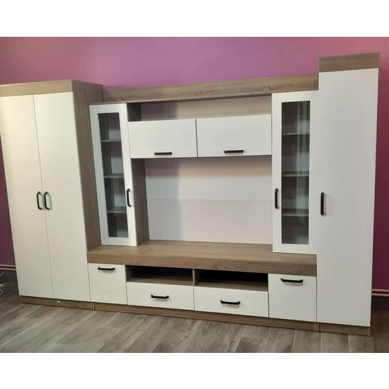 Set living Veronica 302,5x50,5x195 cm, stejar Sonoma, dulap, secțiune TV 120x77,5 cm, rafturi multiple picture - 5