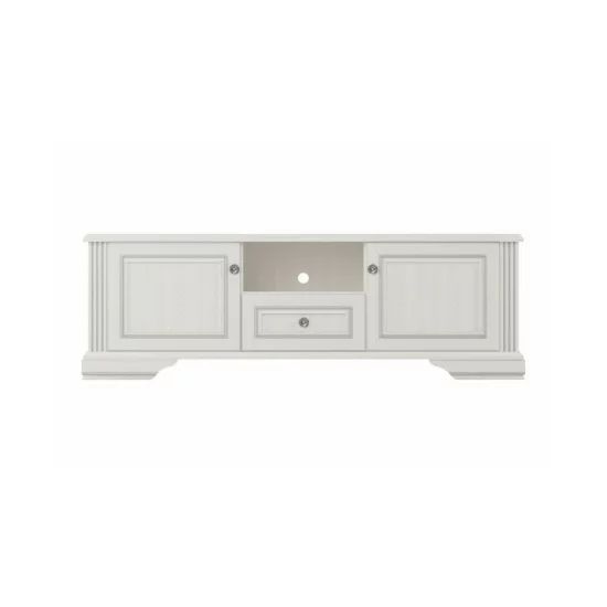 Set Living White, Comodă RTV, Vitrină 1D1W și Penar 1D1W, PAL și MDF, 312x43x220 cm, Frasin Alb și Pin Argintiu picture - 4