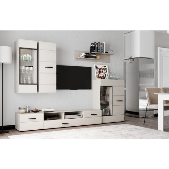 Set Mobilă Living Arctic, 5 Piese Cu Spații De Depozitare, PAL Melaminat, 275.5x38x200 cm, Alb picture - 2