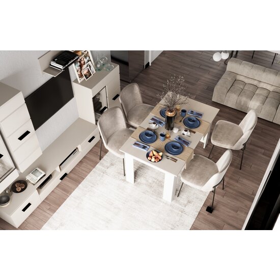 Set Mobilă Living Arctic, 5 Piese Cu Spații De Depozitare, PAL Melaminat, 275.5x38x200 cm, Alb picture - 3