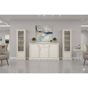 Set mobilă living Sonata, stil clasic, fronturi frezate, vitrine sticlă, PAL laminat + MDF, 295x45x205 cm Casmir