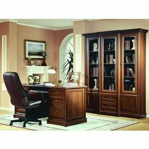 Set Mobilier Birou Sonata, Cu Birou Și Vitrină 3 Uși, MDF/PAL, 158x77x68 cm + 168x205x50 cm