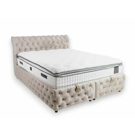 Set Pat Chester + Saltea Raysa Premium, culoare personalizabila - 160x200 cm, ladă depozitare, somieră metalică fixă, tapițerie catifea baby face picture - 4
