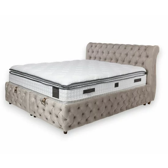 Set Pat Chester + Saltea Raysa Premium, culoare personalizabila - 160x200 cm, ladă depozitare, somieră metalică fixă, tapițerie catifea baby face picture - 5