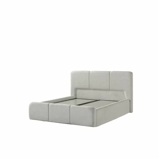 Set pat + Saltea Gratis tapițat Torra 140x200 cm crem cu somieră rabatabilă si  ladă depozitare picture - 5