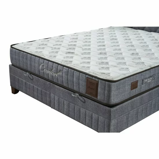 Pat + Saltea gratis Comfort, gri - 140x200 cm, ladă depozitare, somieră rabatabilă, topper confort, structură metal + lemn + PAL, tapițerie stofă premium picture - 3