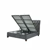 Pat + Saltea gratis Comfort, gri - 140x200 cm, ladă depozitare, somieră rabatabilă, topper confort, structură metal + lemn + PAL, tapițerie stofă premium picture - 4