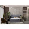 Pat + Saltea gratis Comfort, gri - 140x200 cm, ladă depozitare, somieră rabatabilă, topper confort, structură metal + lemn + PAL, tapițerie stofă premium picture - 2