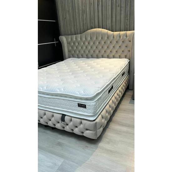 Set Pat + Saltea GRATIS Dimmax Cu Lada Depozitare, Baby Face 02, 160x200 cm, Crem picture - 3